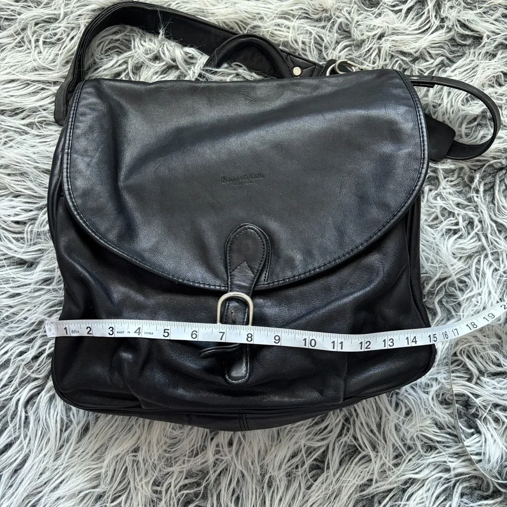 Kenneth Cole‎ Reaction Leather Messenger Bags Flap-Over Closure SZ 15X12 Black